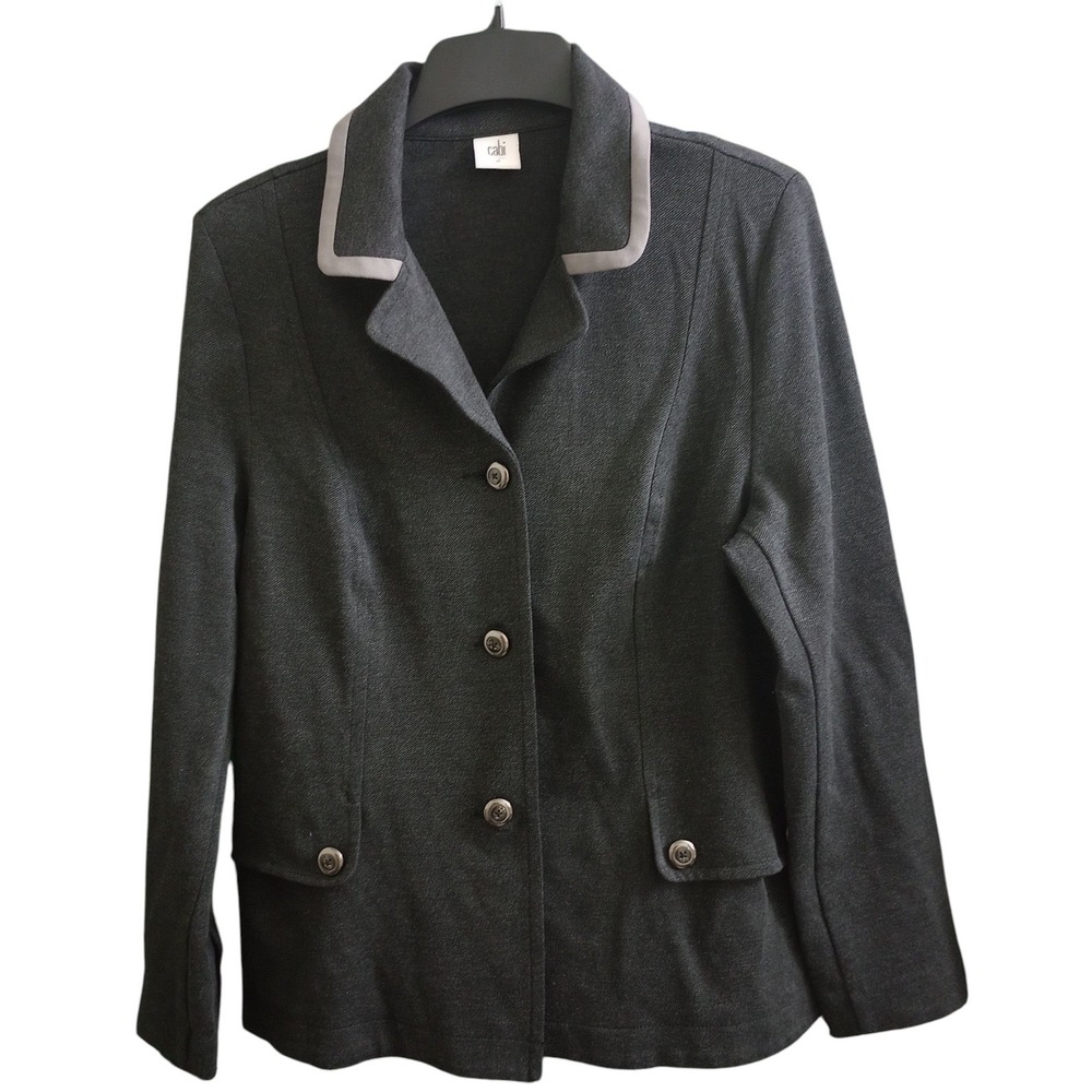 CAbi Dark Charcoal Blazer with Light Gray Trim